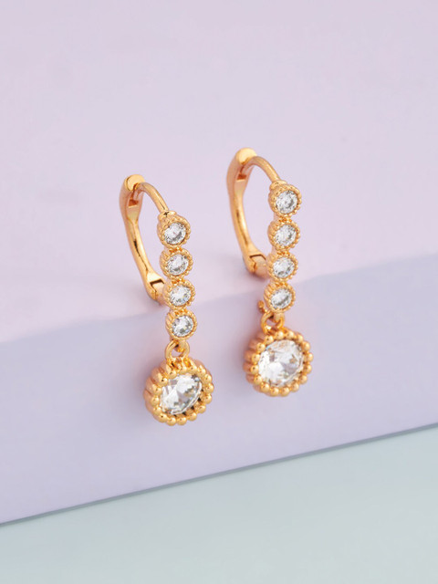 

Kushal's Fashion Jewellery White Circular Hoop Earrings