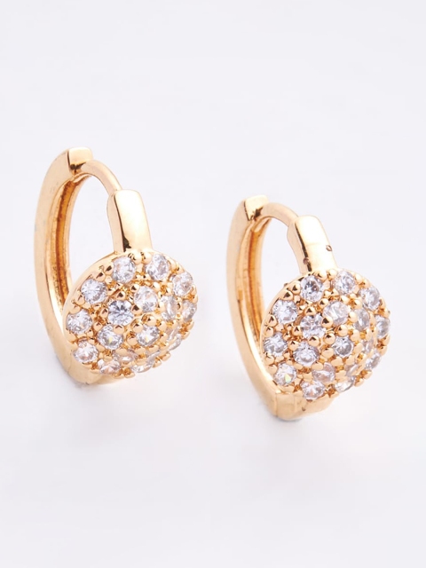 

Kushal's Fashion Jewellery White Circular Hoop Earrings