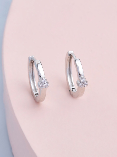 

Kushal's Fashion Jewellery White Floral Hoop Earrings