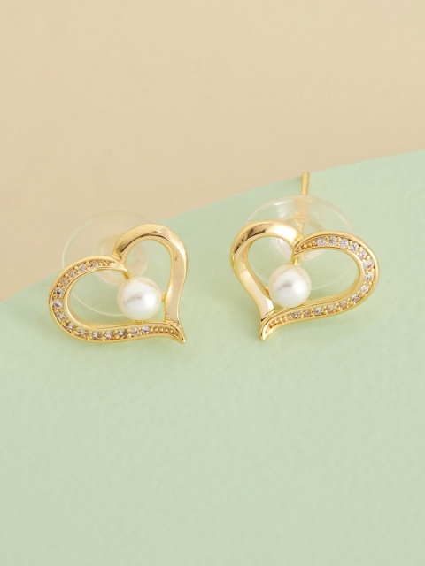 

Kushal's Fashion Jewellery Gold-Toned & White Gold-Plated Pearl Studded Earrings