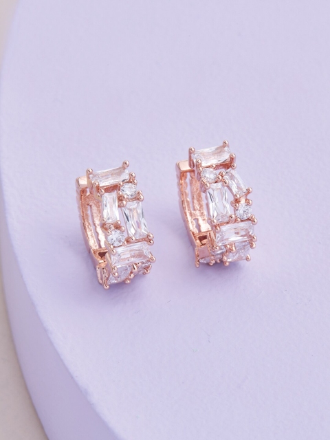 

Kushal's Fashion Jewellery Rose Gold & White Contemporary Studs Earrings