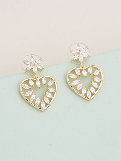 

Kushal's Fashion Jewellery White Heart Shaped Drop Earrings