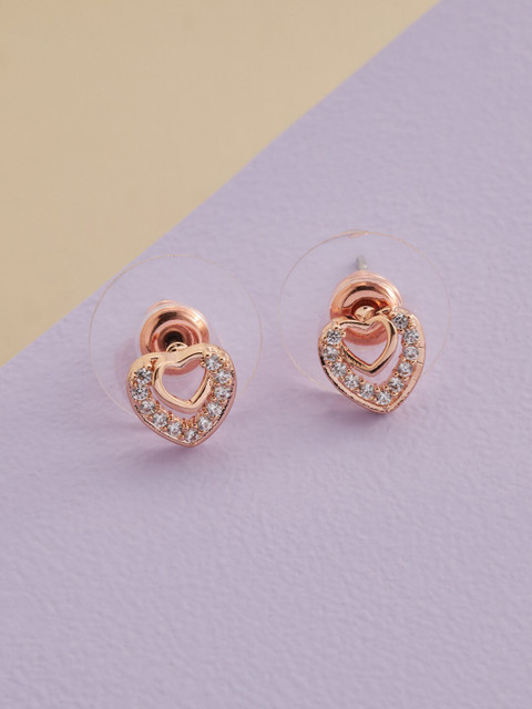 

Kushal's Fashion Jewellery White Heart Shaped Studs Earrings