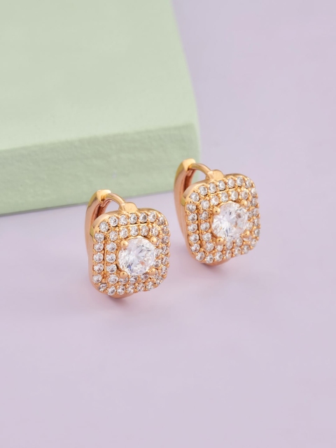 

Kushal's Fashion Jewellery Gold-Toned & White Gold-Plated CZ Hoop Earrings