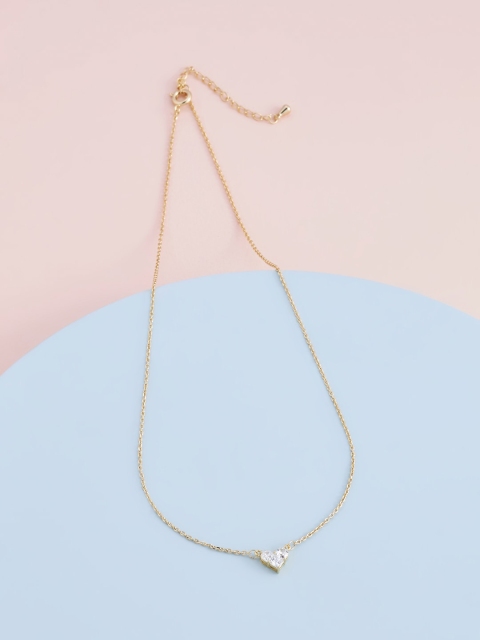 

Kushal's Fashion Jewellery Gold-Plated White CZ-studded Pendant with Chain