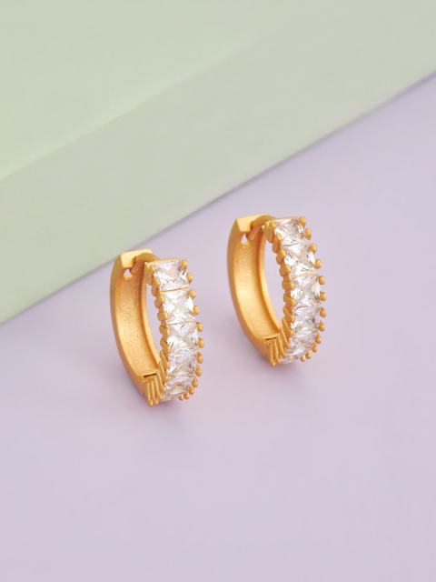 

Kushal's Fashion Jewellery White Circular Hoop Earrings