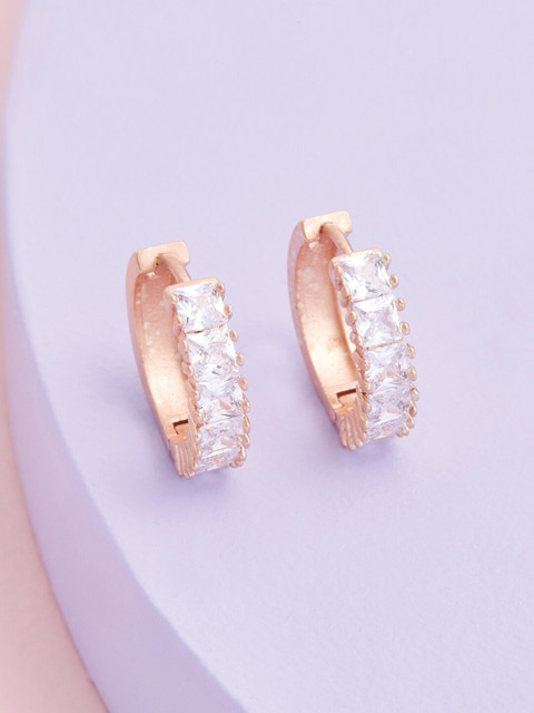 

Kushal's Fashion Jewellery White Circular Hoop Earrings