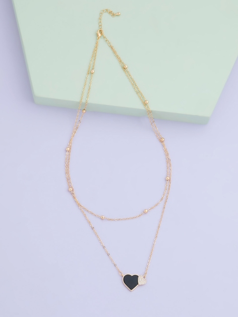 

Kushal's Fashion Jewellery Gold-Plated Heart Shaped Pendant With Chain
