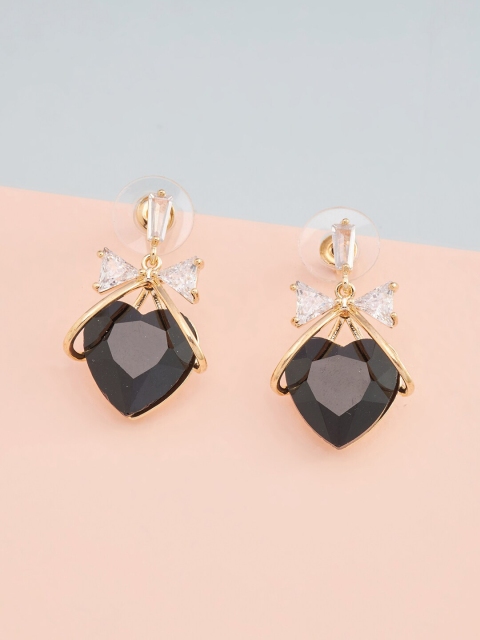 

Kushal's Fashion Jewellery Black Heart Shaped Studs Earrings