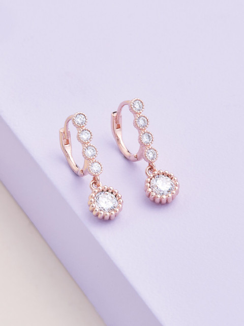 

Kushal's Fashion Jewellery White Circular Hoop Earrings