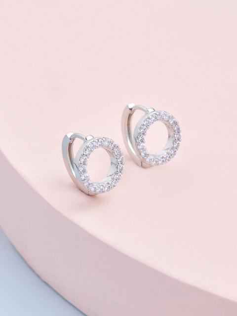 

Kushal's Fashion Jewellery White Circular Hoop Earrings