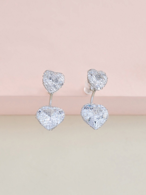 

Kushal's Fashion Jewellery White Heart Shaped Studs Earrings