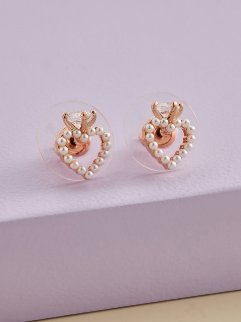 

Kushal's Fashion Jewellery White Heart Shaped Studs Earrings