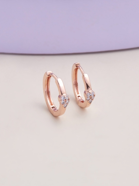 

Kushal's Fashion Jewellery Rose Gold & White Circular Hoop Earrings