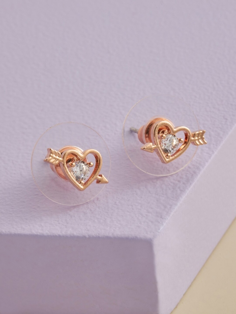 

Kushal's Fashion Jewellery White Heart Shaped Studs Earrings
