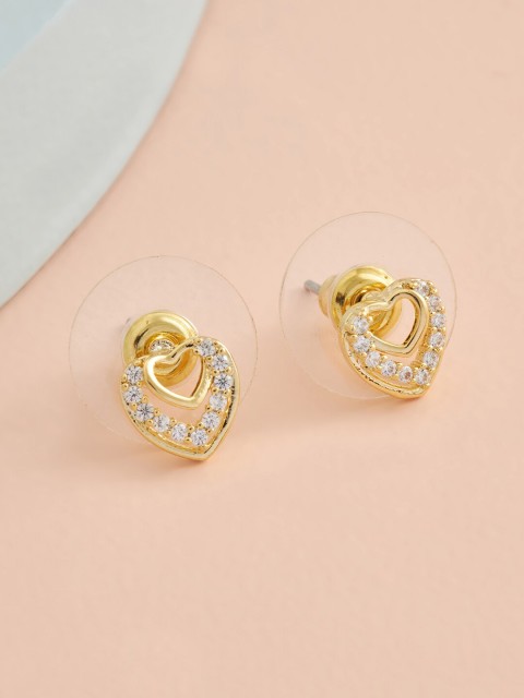 

Kushal's Fashion Jewellery Gold-Toned & White Gold-Plated CZ Studded Earrings