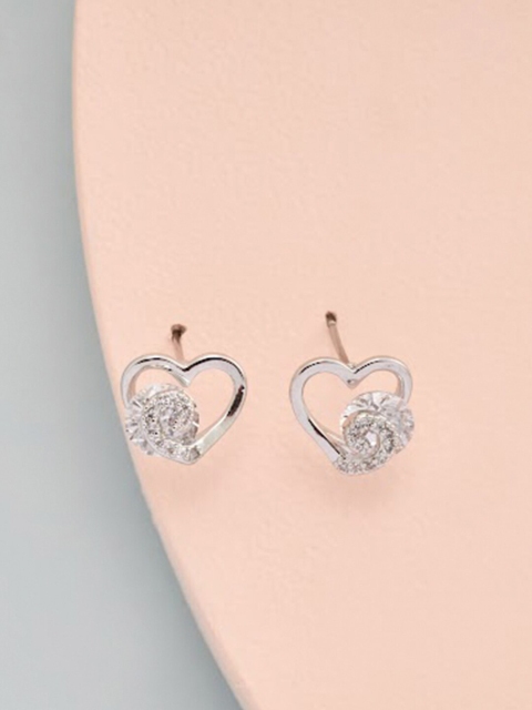 

Kushal's Fashion Jewellery Silver-Toned & White Rhodium-Plated CZ Studs Earrings