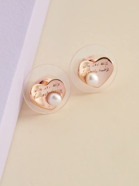 

Kushal's Fashion Jewellery White Heart Shaped Studs Earrings