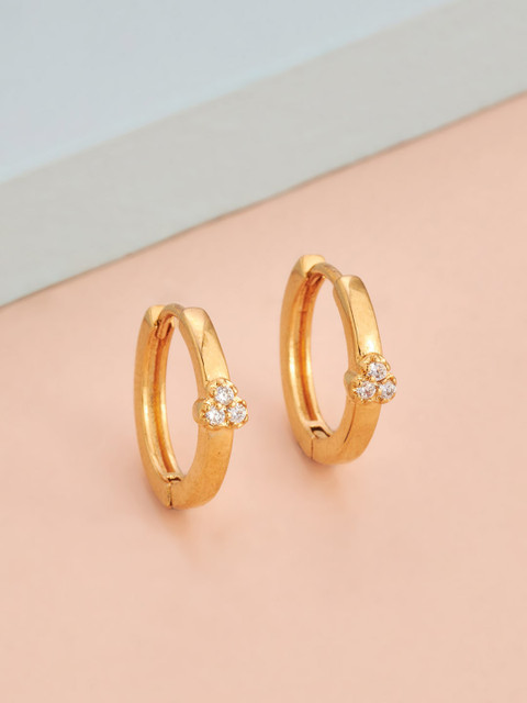 

Kushal's Fashion Jewellery Gold-Toned & White Gold-Plated CZ studded Hoop Earrings