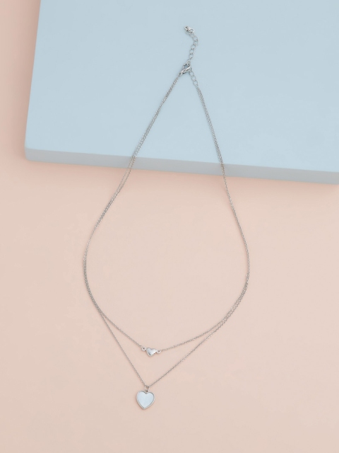 

Kushal's Fashion Jewellery Silver Rhodium-Plated CZ-Studded Pendant With Chain