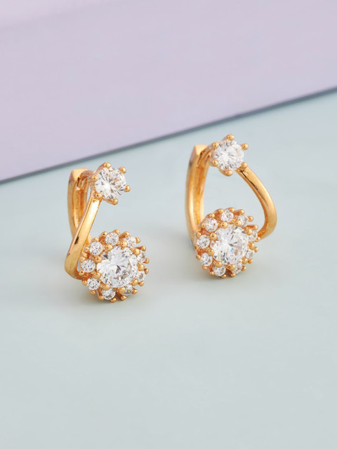 

Kushal's Fashion Jewellery White Floral Hoop Earrings