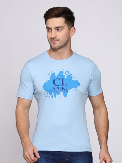 

CL SPORT Men Blue Typography Printed Raw Edge T-shirt