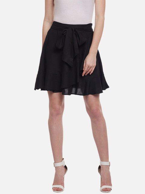 

Castle Lifestyle Women Black Solid Mini Flared Skirt
