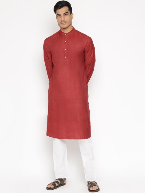 

Fabindia Men Maroon Solid Kurta