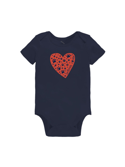 

Zeezeezoo Infant Navy Blue Animal Lover Printed Cotton Bodysuit