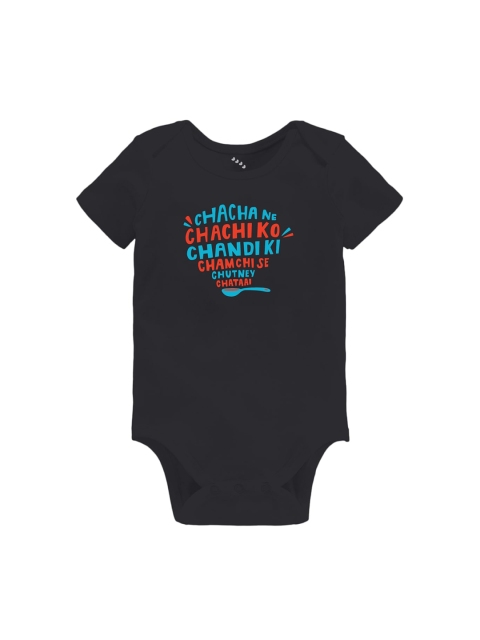 

Zeezeezoo Infants Black Chacha Ne Chachi Ko Printed Cotton Bodysuit