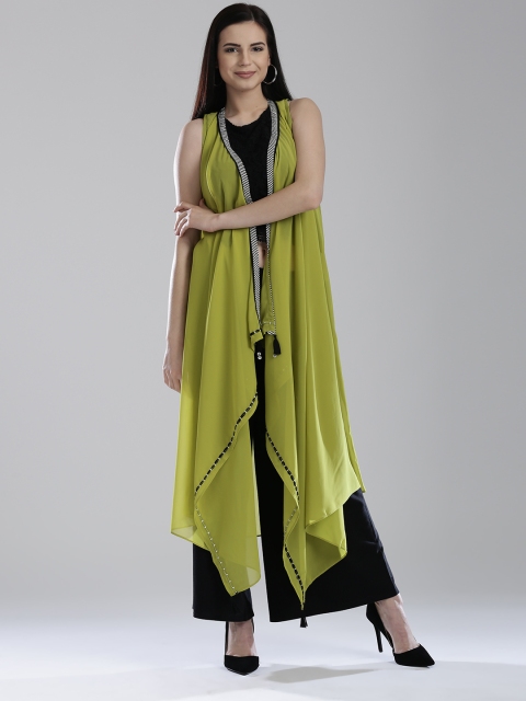 

W Green Semi-Sheer Longline Shrug