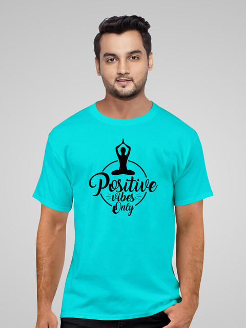 

Pootlu Men Blue Typography Printed T-shirt