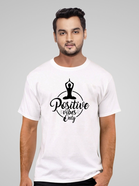 

Pootlu Men White Typography Printed Raw Edge T-shirt