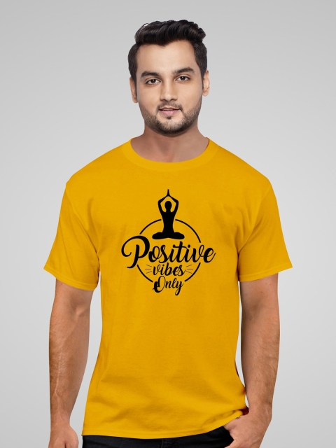

Pootlu Men Yellow Typography Printed T-shirt