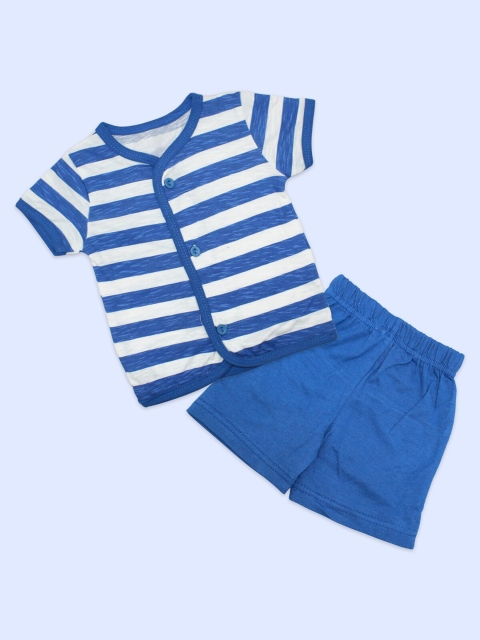 

Born Babies Infants Kids Blue Striped Shirt with Shorts