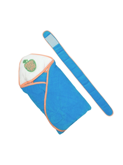 

Born Babies Infant Kids Blue & White Printed Velcro Blanket Wrapper
