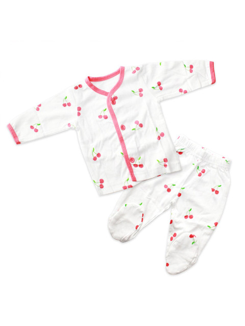 

Born Babies Kids Pink & White Printed Top with Pyjamas