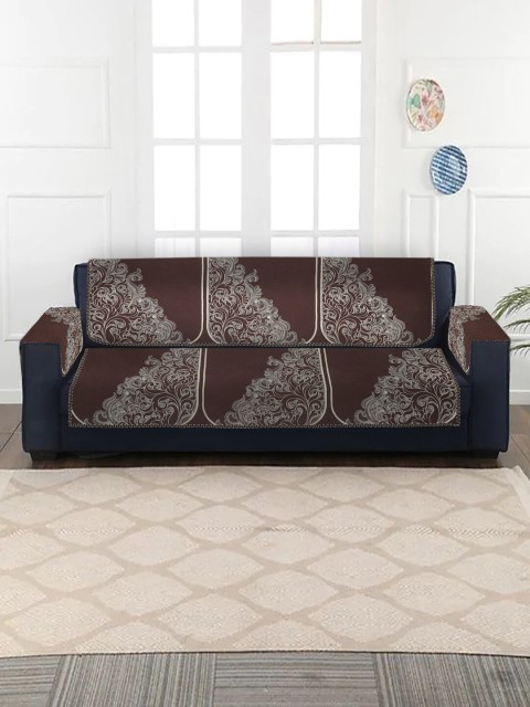 

MULTITEX Set of 16 Brown & Grey Printed Jacquard 5-Seater Sofa Cover With Arms