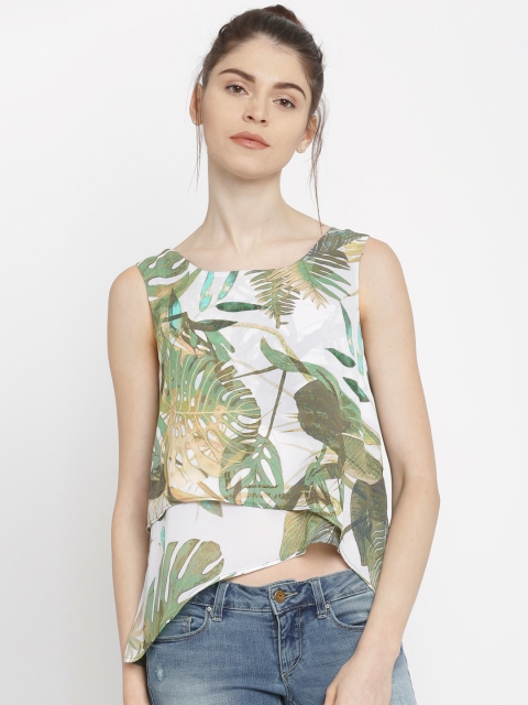 

ONLY Women Off-White & Green Printed Layered Top