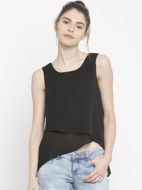 

ONLY Women Black Solid Layered Top