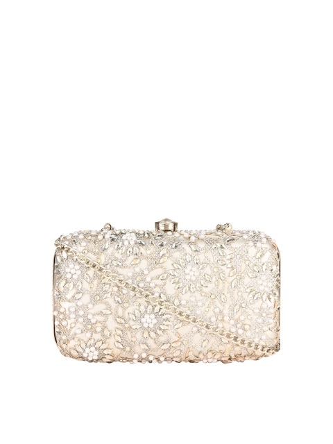 

Vdesi Silver-Toned Embellished Box Clutch