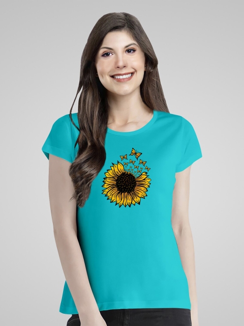 

Pootlu Women Blue Printed T-shirt