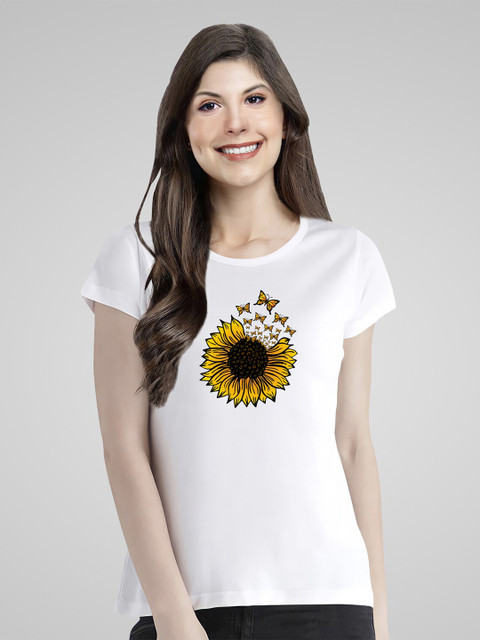

Pootlu Women White Printed T-shirt