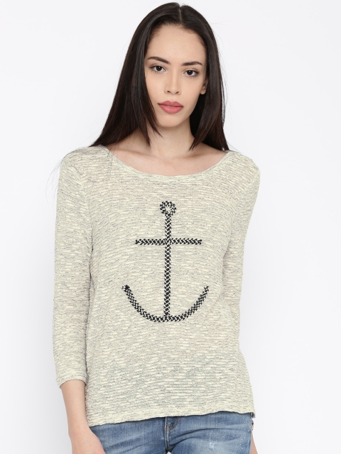 

ONLY Women Beige Self-Design Top