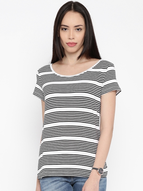 

ONLY Women White & Black Striped Top