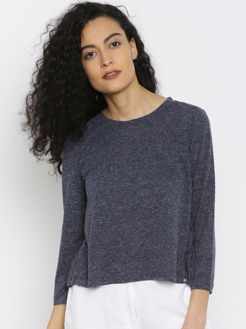 

ONLY Women Navy Blue Self-Design Top