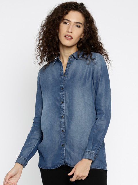 

ONLY Women Blue Denim Shirt