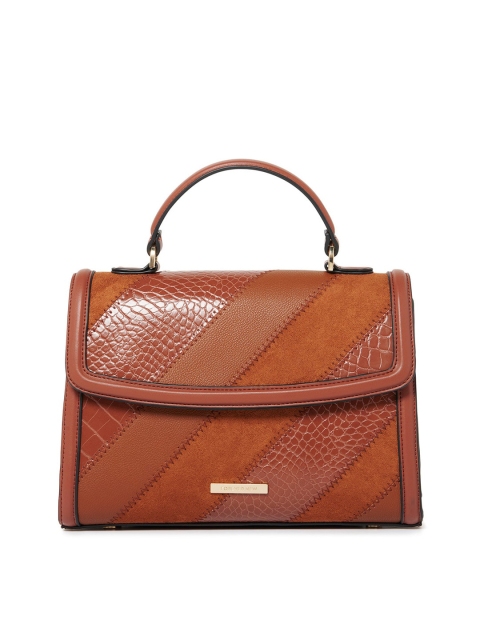 

Forever New Brown Textured PU Structured Satchel with Quilted
