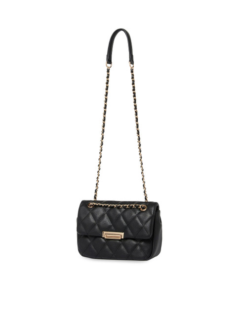 

Forever New Black Textured Structured Sling Bag with Quilted