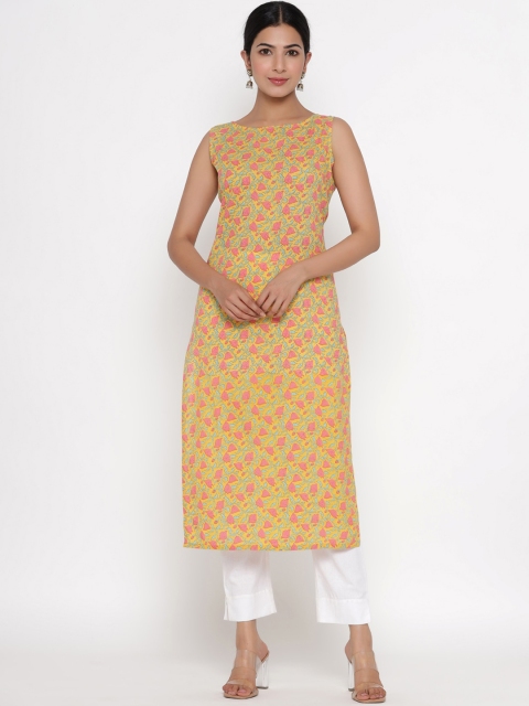 

PINKVILLE JAIPUR Women Yellow Floral Printed Kurta